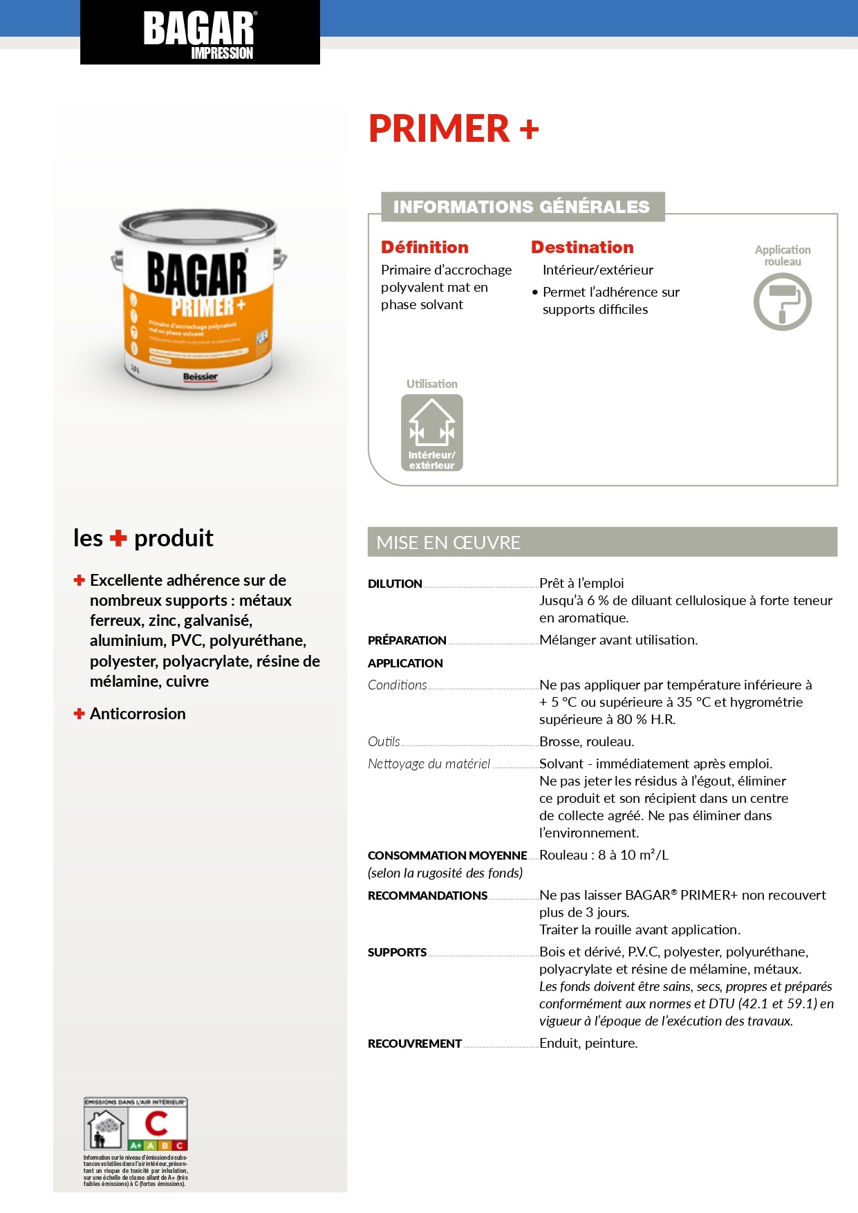 Bagar Primer+ Tous Support 2,5L